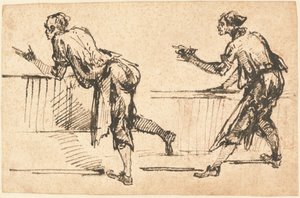 Twee arbeiders aan tafels door Giovanni Battista Piranesi