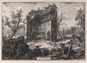Veduta degli Avanzi delle Fabbriche del Secondo Piano delle Terme di Tito, uit Vedute di Roma door Giovanni Battista Piranesi