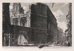 Veduta degli avanzi del Foro di Nerva (Uitzicht op de overblijfselen van het Forum van Nerva), uit Vedute di Roma (Gezichten van Rome) door Giovanni Battista Piranesi