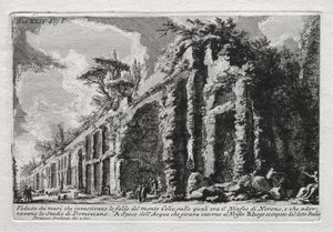 Veduta dei muri che investivano le falde del Monte Celio door Giovanni Battista Piranesi