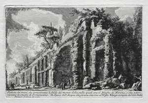 Veduta dei muri che investivano le falde del Monte Celio door Giovanni Battista Piranesi