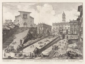 Veduta del Romano Campidoglio con Scalinata che va door Giovanni Battista Piranesi