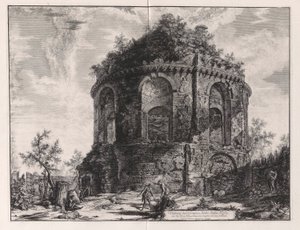 Uitzicht op de zogenaamde Tempel van de Hoest aan de Via Tiburtina, een mijl van Tivoli, uit Vedute di Roma (Gezichten van Rome)