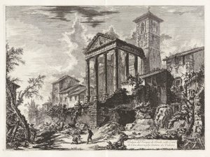 Veduta del Tempio di Ercole nella Città di Cora, dieci miglia lontano da Velletri, uit Vedute di Roma (serie) door Giovanni Battista Piranesi