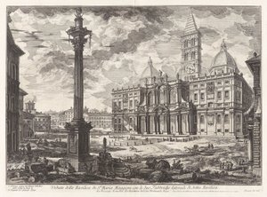 Gezicht op de Basiliek van Santa Maria met zijn twee zijvleugels, uit Vedute di Roma door Giovanni Battista Piranesi