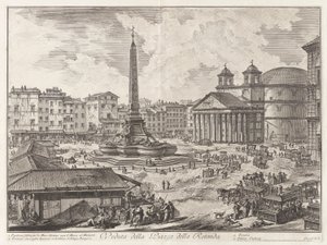 Veduta della Piazza della Rotunda (Uitzicht op de Piazza della Rotonda [met het Pantheon op de achtergrond]), uit Vedute di Roma (Gezichten van Rome) door Giovanni Battista Piranesi