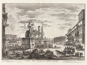 Veduta della Piazza di Monte Cavallo, uit Vedute di Roma door Giovanni Battista Piranesi