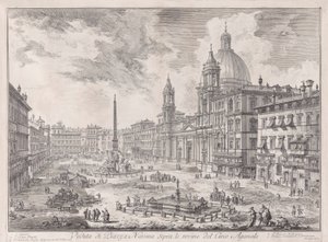 Gezicht op Piazza Navona Boven de Ruïnes van het Circus van Domitianus, uit Vedute di Roma (Gezichten van Rome)
