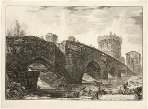 Uitzicht op Ponte Lugano aan de Anio, uit Uitzichten van Rome