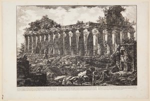 Gezicht op een andere tempel in de stad Paestum, waarvan algemeen wordt aangenomen dat hij aan Juno was gewijd [...] door Giovanni Battista Piranesi