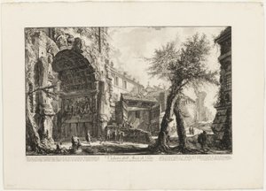 Uitzicht op de Boog van Titus, uit Vedute di Roma door Giovanni Battista Piranesi