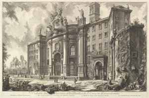 Uitzicht op de gevel van de Basiliek van S. Croce in Gerusalemme, ca. 1750 door Giovanni Battista Piranesi