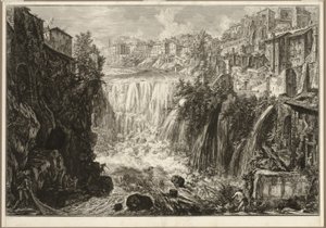 Uitzicht op de Grote Waterval bij Tivoli, uit Zichten van Rome