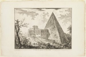 Uitzicht op de Piramidale Tombe van Cestius, uit Zichten op Rome door Giovanni Battista Piranesi