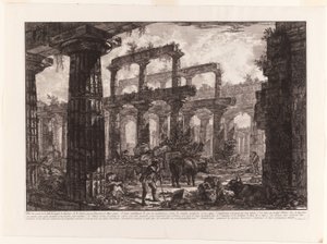 Uitzicht op de Resten van de Cella van de Tempel van Neptunus, uit Verschillende Zichten van Paestum door Giovanni Battista Piranesi
