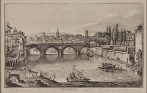 Uitzicht op de Sisto Brug, c.1778-92 (ets) door Giovanni Battista Piranesi