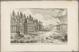 Uitzicht op de locatie van het oude Romeinse Forum, uit Zichten van Rome door Giovanni Battista Piranesi