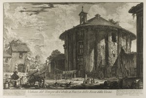 Uitzicht op de Tempel van Cybele op het Piazza van de Bocca della Verità, uit Zichten van Rome door Giovanni Battista Piranesi