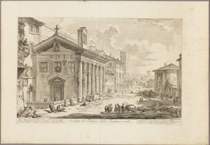 Uitzicht op de Tempel van Fortuna Virilis. Nu de Armeense kerk van S. Maria Egizziaca, uit Uitzichten van Rome door Giovanni Battista Piranesi