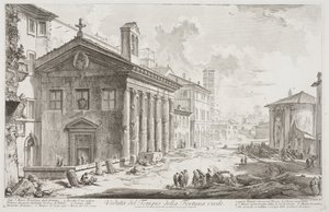 Uitzicht op de Tempel van Fortuna Virilis, nu de Armeense kerk van S. Maria Egizziaca door Giovanni Battista Piranesi