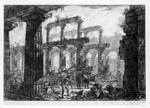 Uitzicht op de tempels van Paestum door Giovanni Battista Piranesi