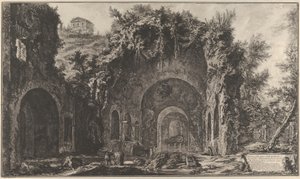 Uitzicht op de bron en de Grot van Egiria buiten de Porta Capena door Giovanni Battista Piranesi