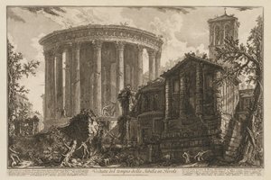 Zichten van Rome: Tempel van de Sibylle in Tivoli door Giovanni Battista Piranesi