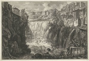 Waterval in Tivoli door Giovanni Battista Piranesi