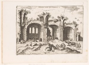 Gezicht op de Basilica van Maxentius te Rome door Giovanni Battista Pittoni (I)