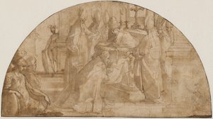 Een paus die een bisschop wijdt: studie voor een lunet door Giovanni Battista Ricci