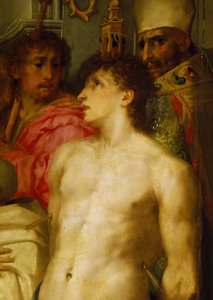 Madonna heeft het kind met heiligen (detail)