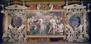 De fontein van de jeugd, detail van decoratief schema in de galerij van Frans I, 1530-40 door Giovanni Battista Rosso Fiorentino