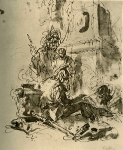 Een soldaat zittend, midden 18e eeuw, 1928 door Giovanni Battista Tiepolo
