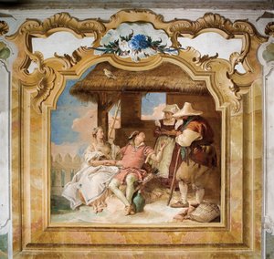 Angelica en Medoro Nemen Afscheid van de Boeren, uit de Kamer van Orlando Furioso in de Palazzina door Giovanni Battista Tiepolo