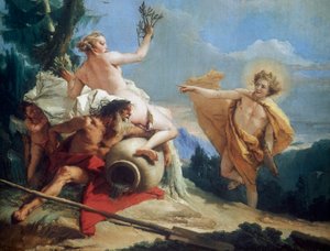 Apollo achtervolgt Daphne door Giovanni Battista Tiepolo