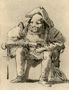 Karikatuur van een zittende man, midden 18e eeuw door Giovanni Battista Tiepolo