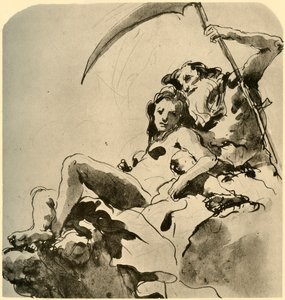 Chronos en een jonge vrouw, midden 18e eeuw, 1928 door Giovanni Battista Tiepolo