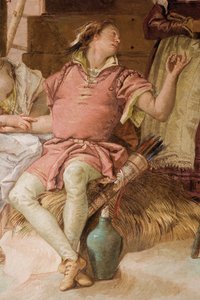 Detail van Medoro van Angelica en Medoro nemen afscheid van de Boeren, van de Kamer van Orlando Furioso in de Palazzina, 1757 door Giovanni Battista Tiepolo