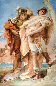 Detail van Rinaldo, uit Rinaldo verlaat Armida, uit de Kamer van Jeruzalem Bevrijd in de Palazzina, 1757