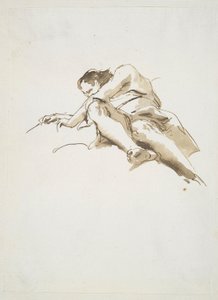 Liggende mannelijke figuur van onderaf gezien door Giovanni Battista Tiepolo