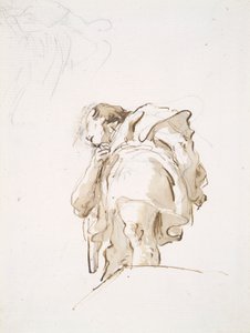 Staande mannelijke figuur schuin van onderen gezien door Giovanni Battista Tiepolo