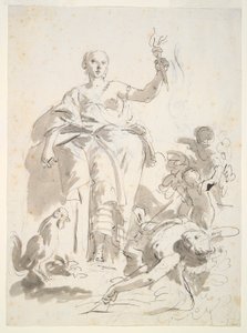 Studie voor de fresco Industrie Triomfeert over Luiheid, bij de Villa Lochi al Biron