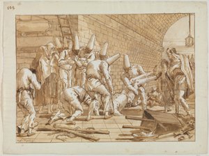 De begrafenis van Punchinello, ca. 1800 door Giovanni Battista Tiepolo
