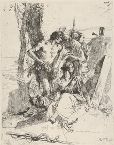 De ontdekking van het graf van Punchinello, uit de Scherzi, ca. 1743-50 door Giovanni Battista Tiepolo