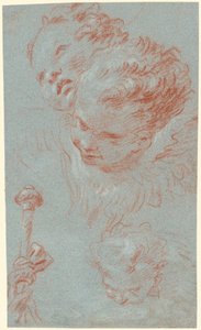 Drie cherubijnen en een met linten versierde staf door Giovanni Battista Tiepolo