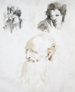 Drie studies van hoofden door Giovanni Battista Tiepolo
