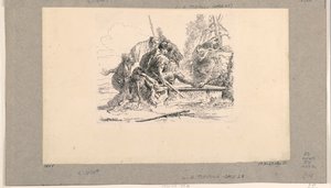 Twee Soldaten en Twee Vrouwen, uit de Vari Capricci door Giovanni Battista Tiepolo