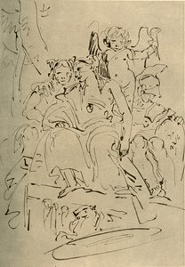 Twee vrouwen, Eros en een soldaat, midden 18e eeuw, 1928 door Giovanni Battista Tiepolo