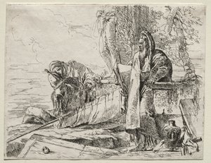 Verschillende grillen: De filosoof met een boek door Giovanni Battista Tiepolo