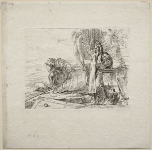 Verschillende Caprices: De filosoof staand met boek door Giovanni Battista Tiepolo